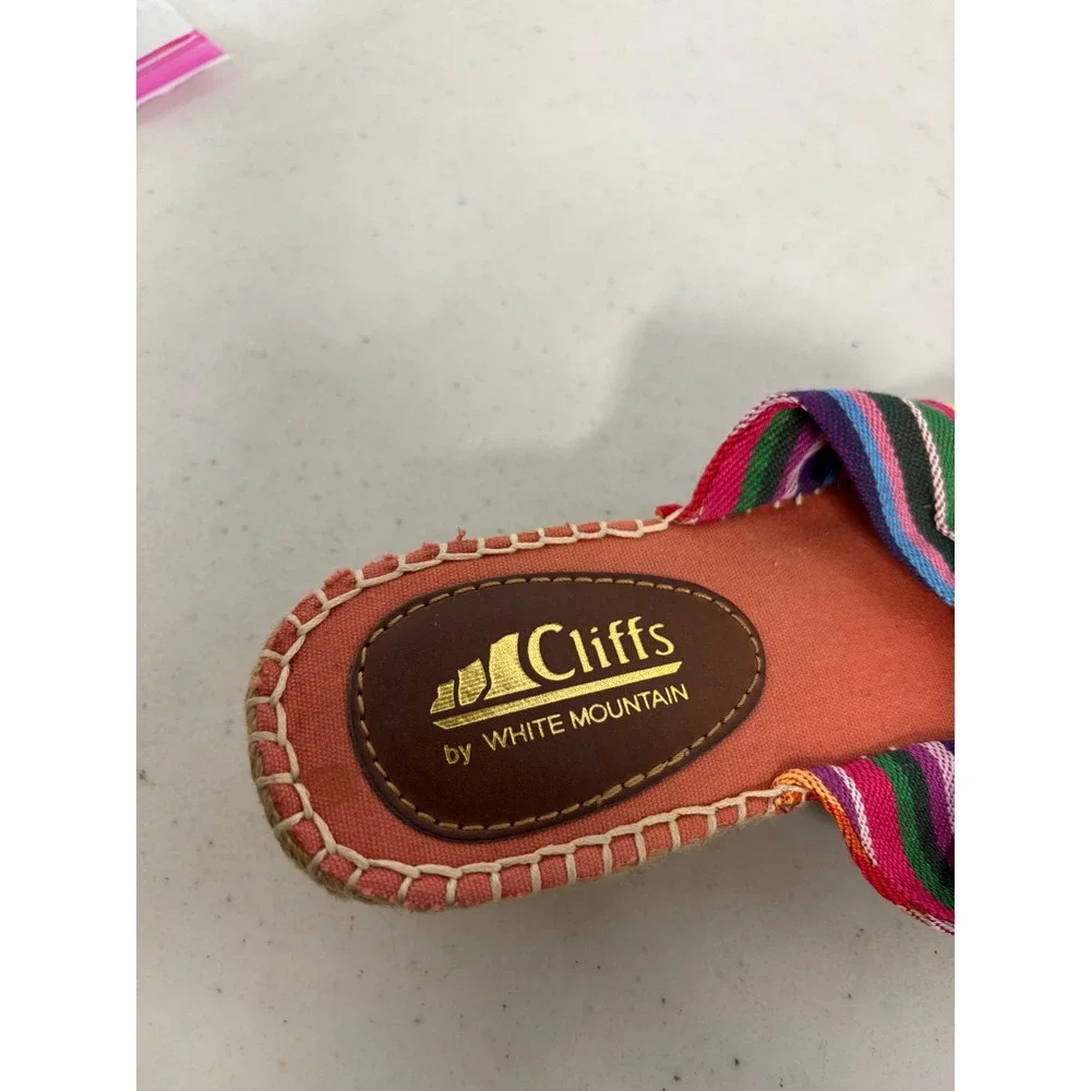 Cliffs by White Mountain Womens 8M Multi Color Striped Espadrille‎ Wedge Sandals